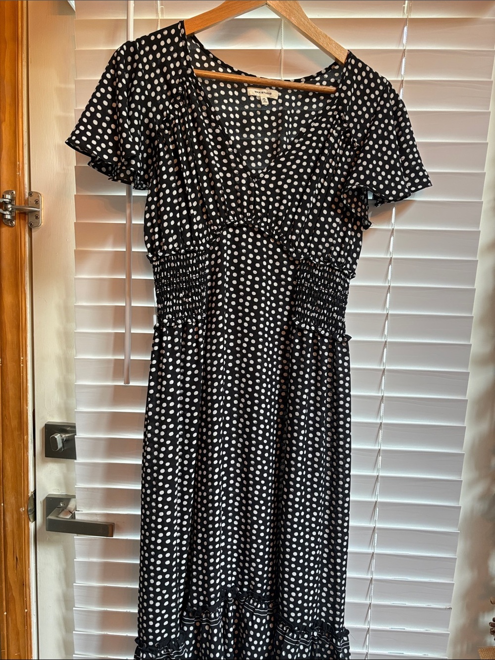 Max Studio Black & White Polka Dot Midi Dress